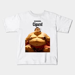 Puff Sumo: mmmmm, I Love Cigars on a light (Knocked Out) background Kids T-Shirt